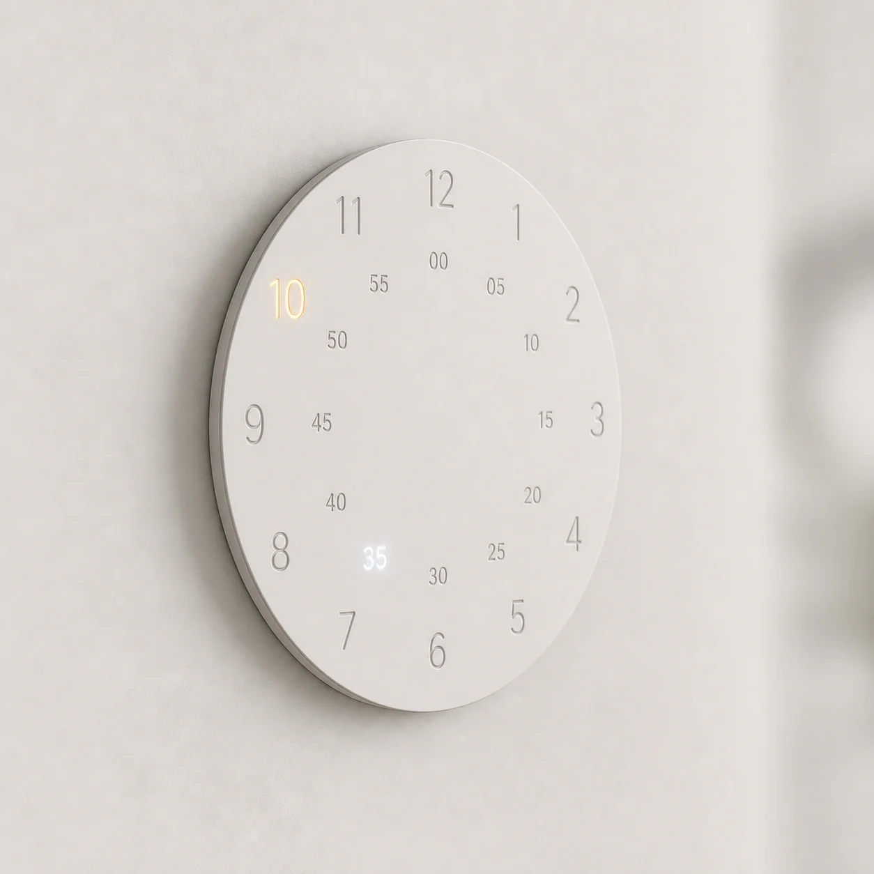 Numeric Light mit beleuchteten Stunden- und Minutenzahlen